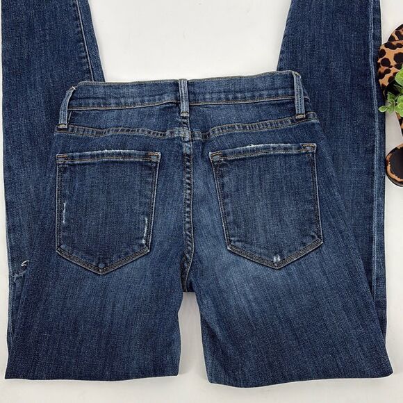 Frame Le Skinny De Jeanne Distressed Skinny Mid-Rise Jeans Stretch Size 26 - Picture 6 of 13